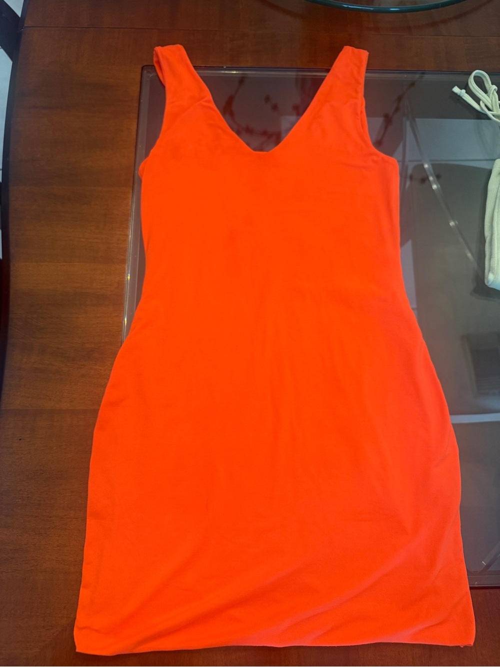 Hot Miami Styles Neon Orange V-Neck Mini Dress